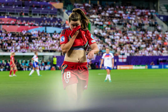 Esther Morgan of Wales looks dejected