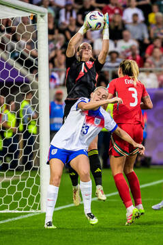 Alessia Russo of England and Goalkeeper Olivia Clark and