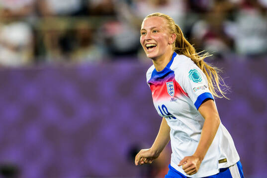 Aggie Beever-Jones of England celebrates