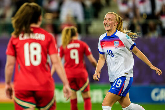 Aggie Beever-Jones of England celebrates