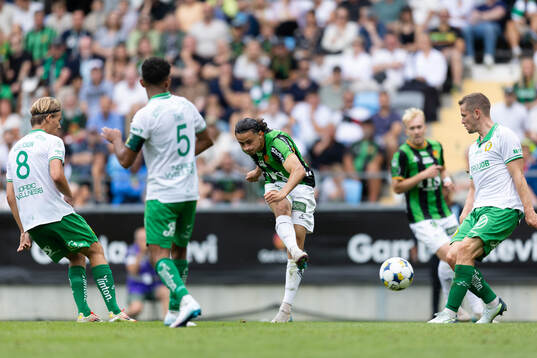 GAIS Amin Boudri skjuter 3-1 i mål bakom Hammarbys