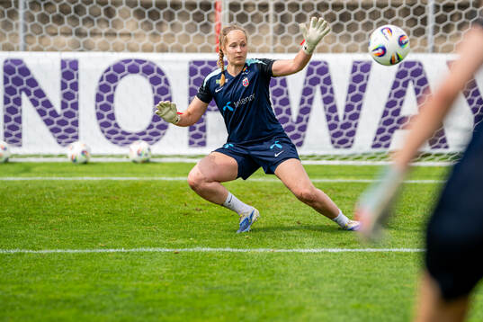 Goalkeeper Aurora Mikalsen of the Norwegian women's
