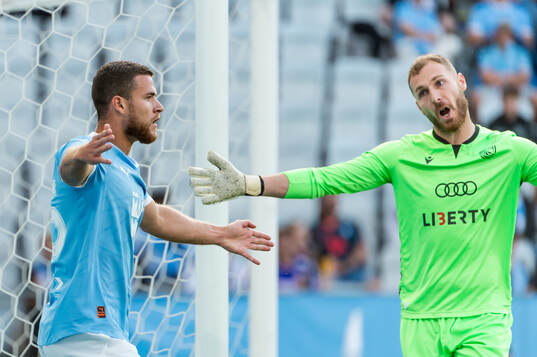 Gabriel Busanello of Malmö FF and Giorgi Makaridze of FC