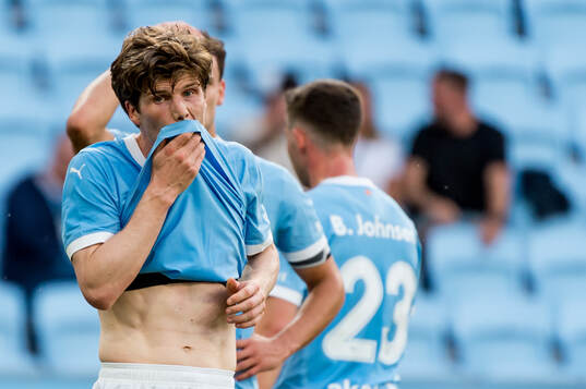 Oliver Berg of Malmö FF looks dejected