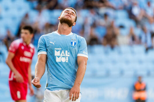 Gabriel Busanello of Malmö FF looks dejected