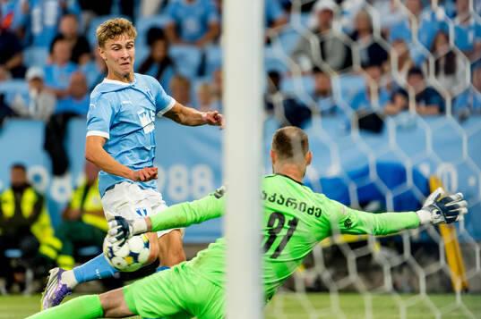 Hugo Bolin of Malmö FF and Giorgi Makaridze of FC Iberia