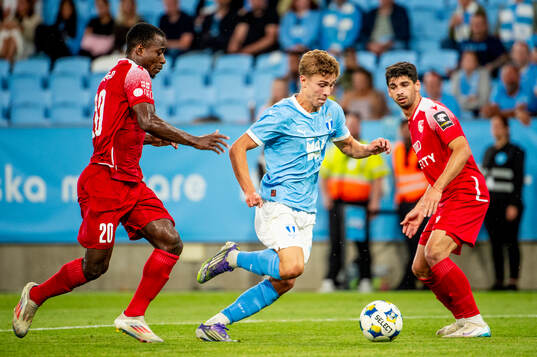 Armel Zohouri of FC Iberia and Hugo Bolin of Malmö FF