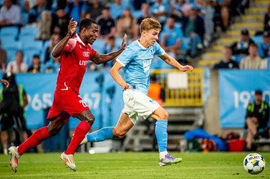 Armel Zohouri of FC Iberia and Hugo Bolin of Malmö FF
