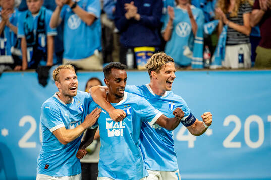 Oscar Lewicki, Taha Ali and Jens Stryger Larsen of Malmö