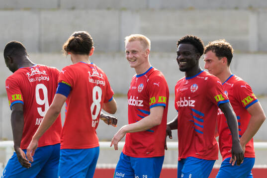 Helsingborgs Ervin Gigovic och Oscar Aga jublar