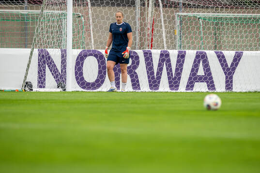 Goalkeeper Aurora Mikalsen of the Norwegian women's