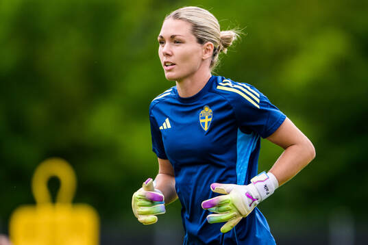 Goalkeeper Jennifer Falk of the Swedish women's national