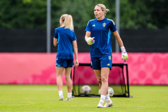 Goalkeeper Jennifer Falk of the Swedish women's national