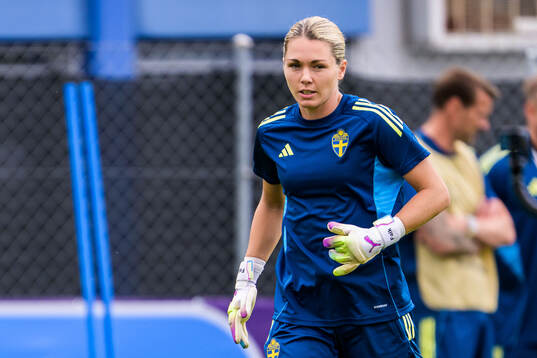 Goalkeeper Jennifer Falk of the Swedish women's national