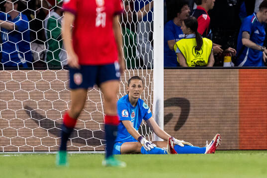 goalkeeper Cecilie Fiskerstrand of Norway looks dejected