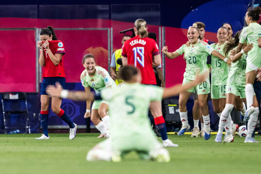 Ingrid Syrstad Engen of Norway looks dejected