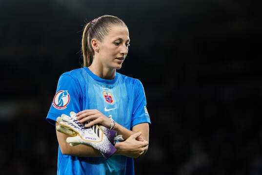 Goalkeeper Cecilie Fiskerstrand of Norway looks dejected