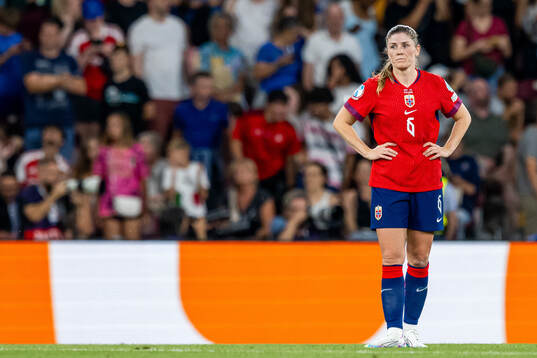 Maren Mjelde of Norway looks dejected