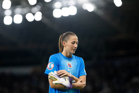 Goalkeeper Cecilie Fiskerstrand of Norway looks dejected