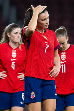 Ingrid Syrstad Engen of Norway looks dejected