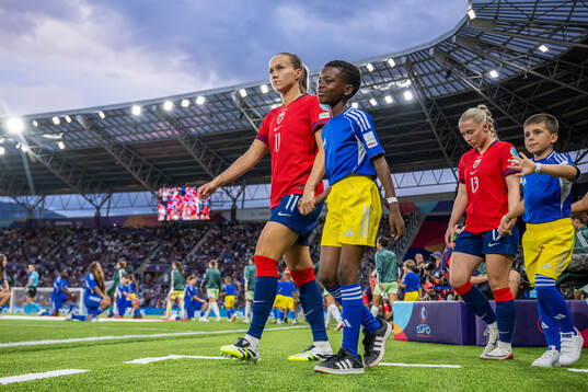 Guro Reiten of Norway enters the pitch