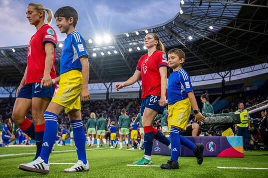 Signe Gaupset of Norway enters the pitch