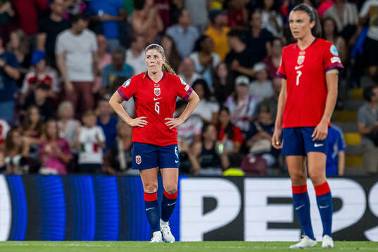 Maren Mjelde of Norway looks dejected