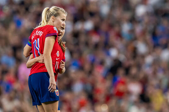 Ada Hegerberg of Norway celebrates with teammate Guro Reiten