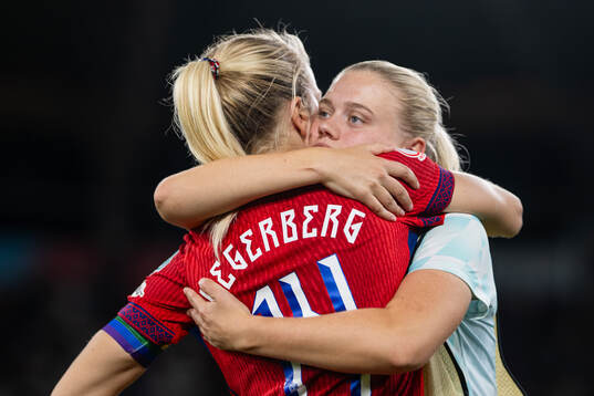 Ada Hegerberg and Mathilde Harviken of Norway look dejected