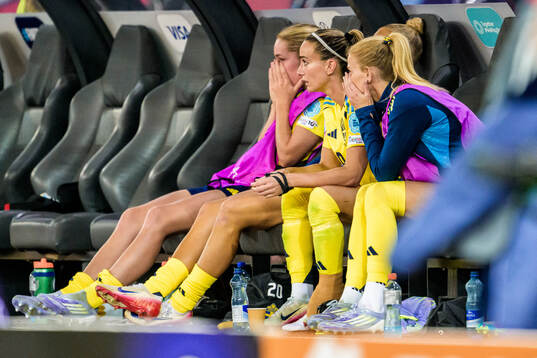 Kosovare Asllani of Sweden looks dejected