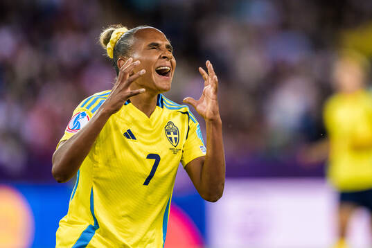 Madelen Janogy of Sweden looks dejected