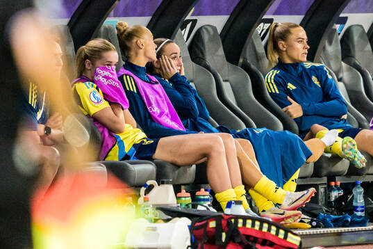 Hanna Lundkvist and Kosovare Asllani of Sweden