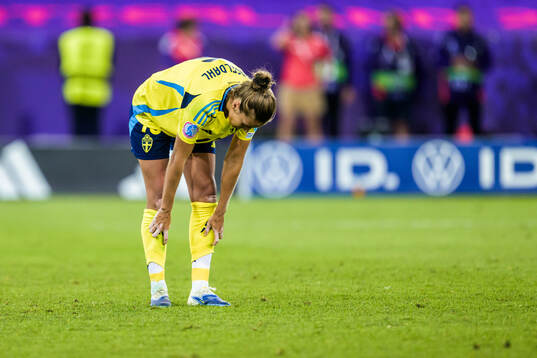 Filippa Angeldahl of Sweden looks dejected