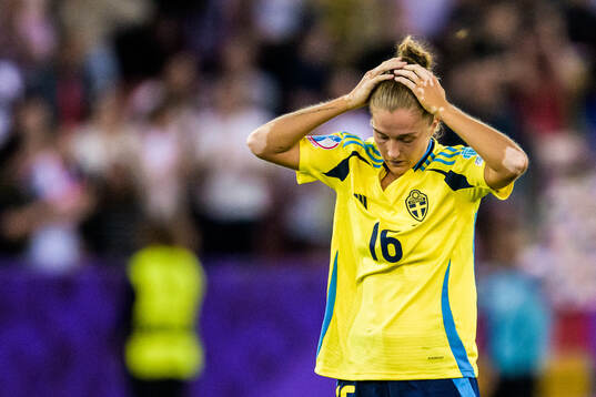 Filippa Angeldahl of Sweden looks dejected