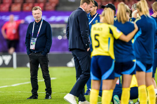 Head coach Peter Gerhardsson of Sweden looks dejected