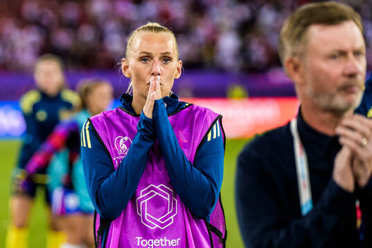 Stina Blackstenius of Sweden looks dejected