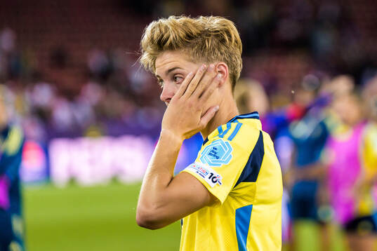Lina Hurtig of Sweden looks dejected
