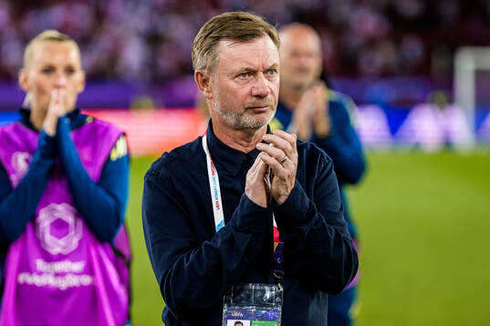 Head coach Peter Gerhardsson of Sweden looks dejected