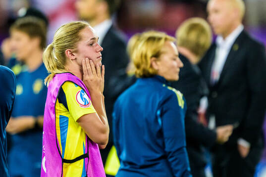 Hanna Lundkvist of Sweden looks dejected