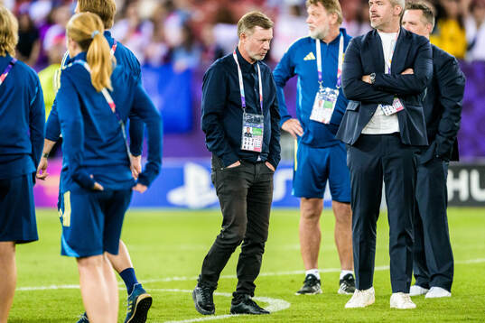 Head coach Peter Gerhardsson of Sweden looks dejected