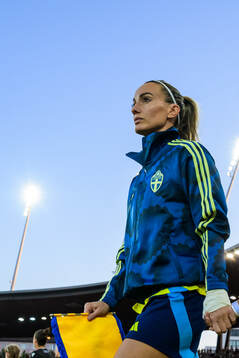 Kosovare Asllani of Sweden enters the pitch