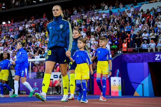 Fridolina Rolfö of Sweden enters the pitch