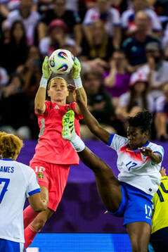 Goalkeeper Jennifer Falk of Sweden and Ellen Wangerheim of