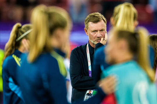 Head coach Peter Gerhardsson of Sweden looks dejected