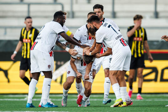Giorgi Moistsrapishvili of Spartak Trnava celebrate with