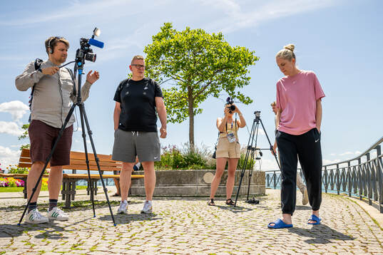 Media officer Henning Sverdrup and Gemma Grainger, head