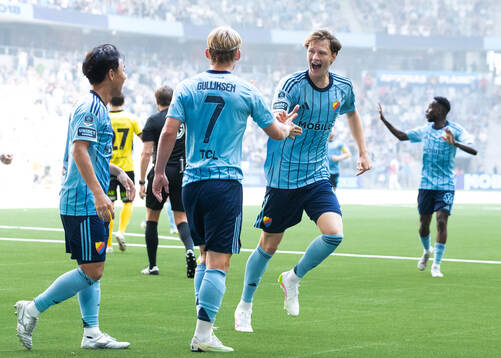 Djurgårdens August Priske Flyger jublar