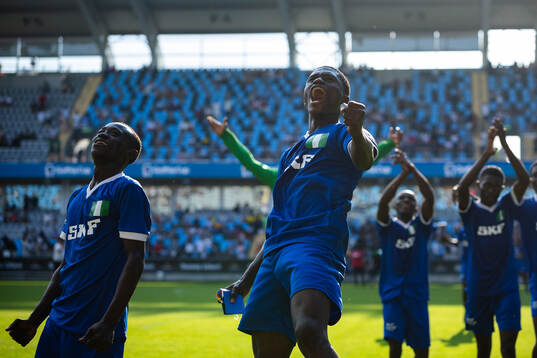 Nigerian Eagles spelare jublar