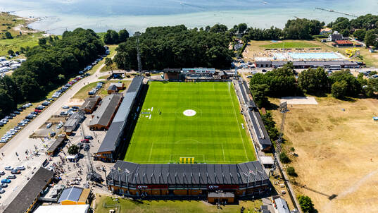 Drönarvy över Strandvallen