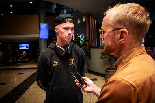 Daniel Gudjohnsen gave an interview upon arriving in Riga